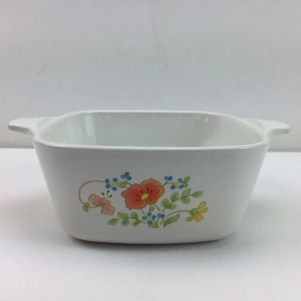 Corningware White and Orange Floral Bakeware Set P-43-B 2 3/4 CUP